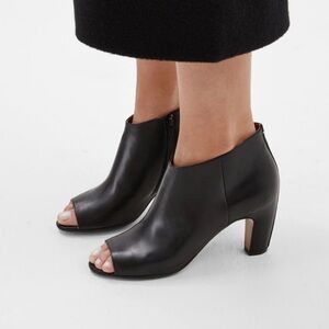 MAISON MARTIN MARGIELA Peep Toe Leather Ankle Bootie